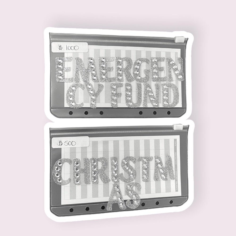 New Custom Princess Cut Gem Glitter Cash Envelopes Budget Savings System
